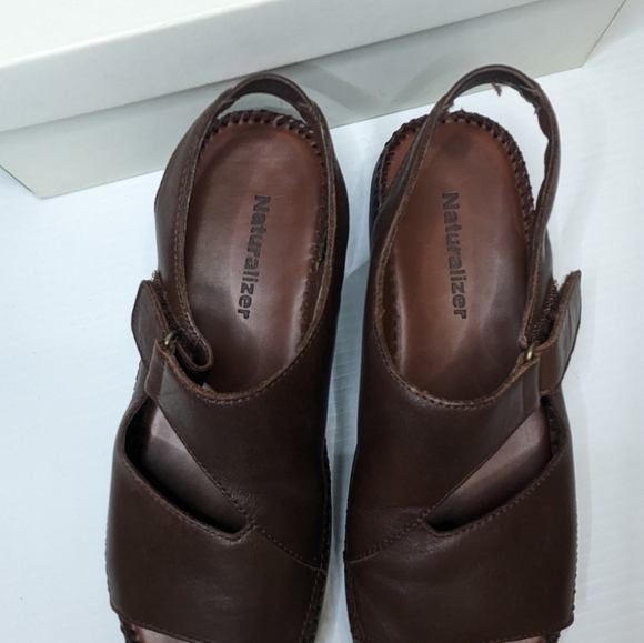 Naturalizer women's dune acorn leather slingback comfort sandals brown shoes 7 - Picture 3 of 13